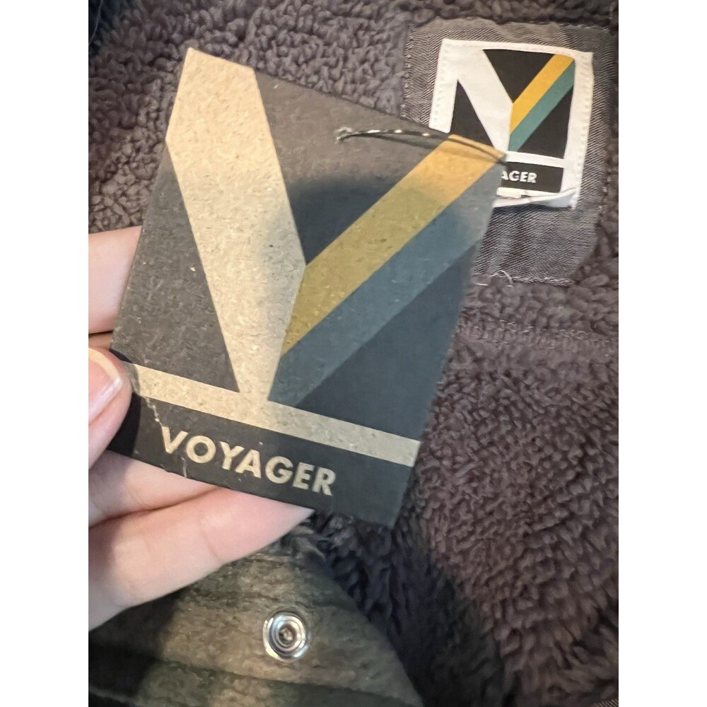 Voyager Shirt Jacket Mens 2XL Olive Plaid Sherpa Lined Snap Front Soft Fuzzy NEW - Picture 12 of 12